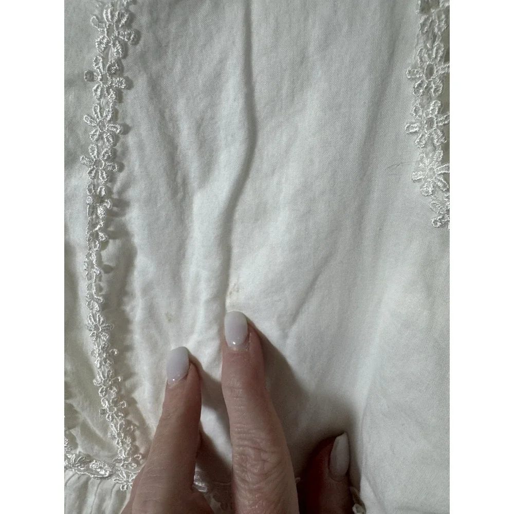 Vtg Victoria's Secret Country Cottons White Nightgown Robe Women's M/L 2pc Set
